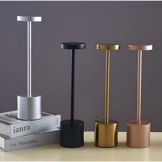 Luminária Abajur de Mesa Led s/ Fio Recarregável Touch Screen c/ Ajuste de Intensidade e Temperatura de Luz Rose Dourada Prata Preto