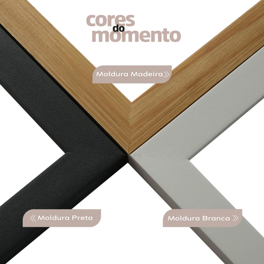 Kit 2 Quadros Decoração Moldura Folhagem Abstrato Sala Grande