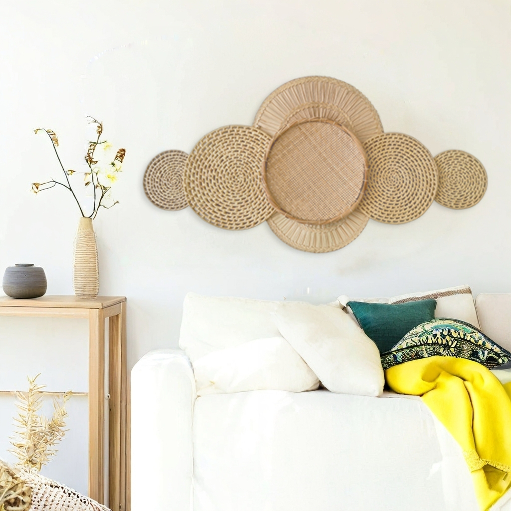 Composição Cestas de Palha Decorativa