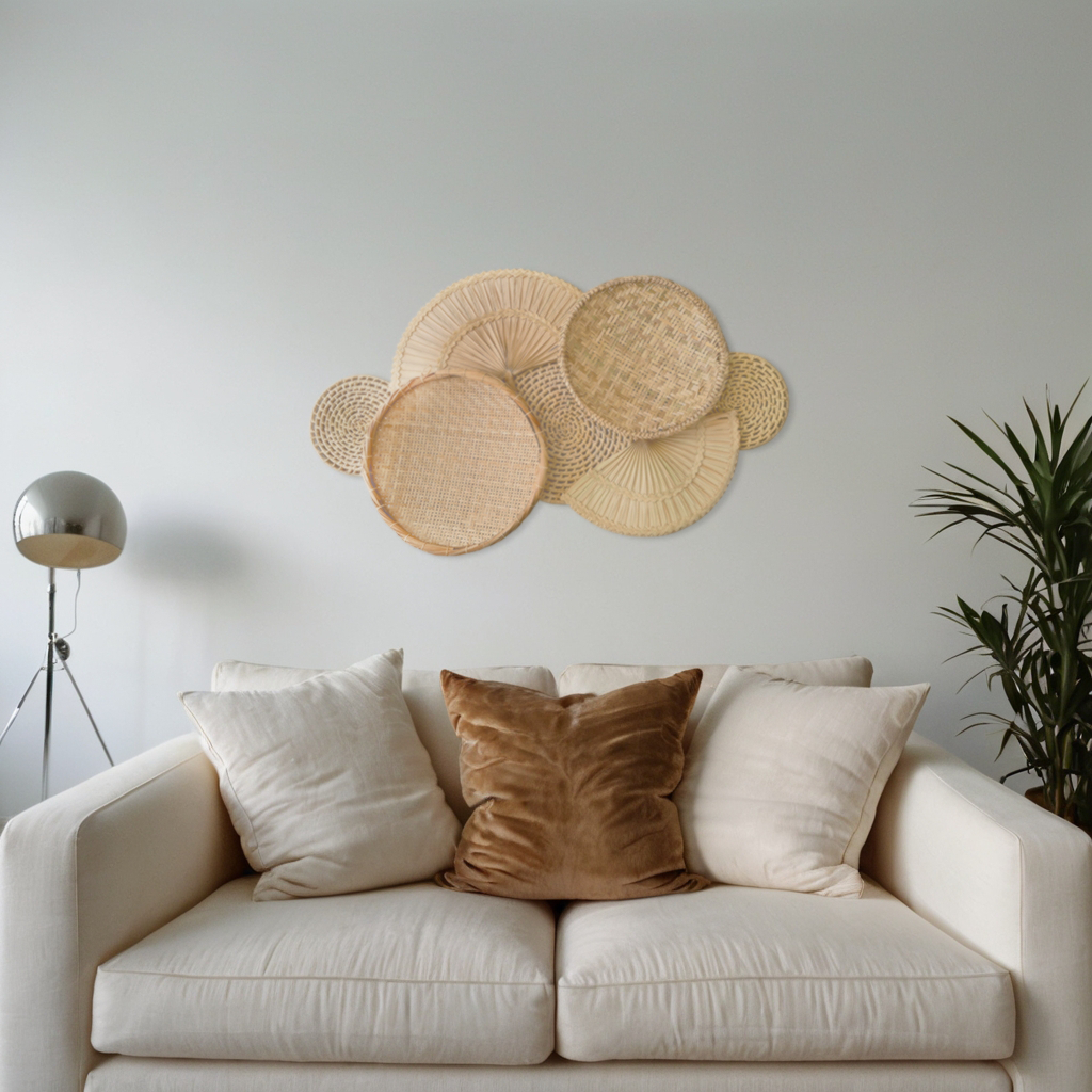Composição Cestas de Palha Decorativa