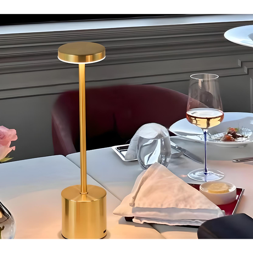Luminária Abajur de Mesa Led s/ Fio Recarregável Touch Screen c/ Ajuste de Intensidade e Temperatura de Luz Rose Dourada Prata Preto