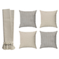 Kit Manta Para Sofá Bege + 4 Capas De Almofadas Egípcia Decoração Sala