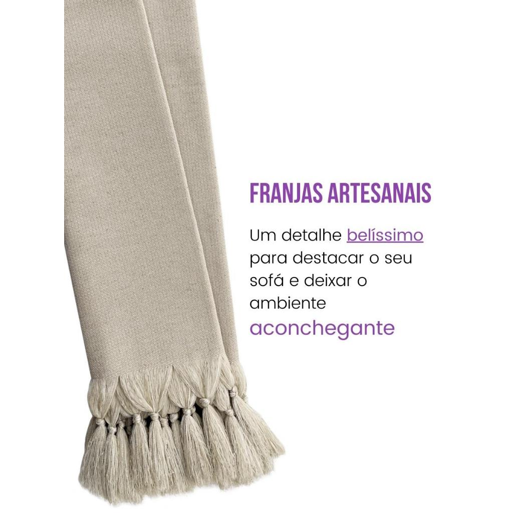 Kit Manta Para Sofá Bege + 4 Capas De Almofadas Egípcia Decoração Sala