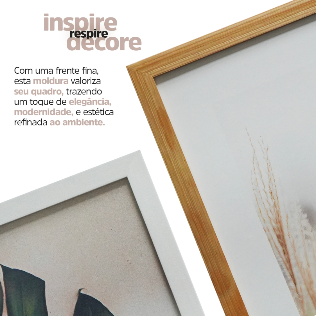 Kit 2 Quadros Decoração Moldura Folhagem Abstrato Sala Grande